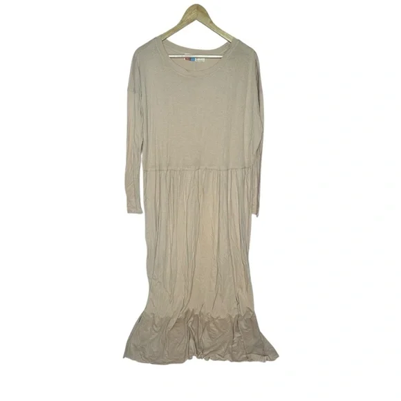 NWT Free People Beach Anytime Midi Long  Sleeve Dress xs in sand - Picture 5 of 15